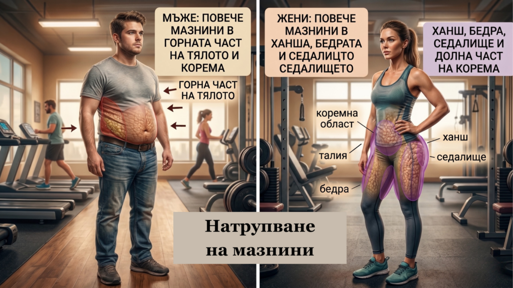 Разликата в натрупването на мазнини при мъжете и жените